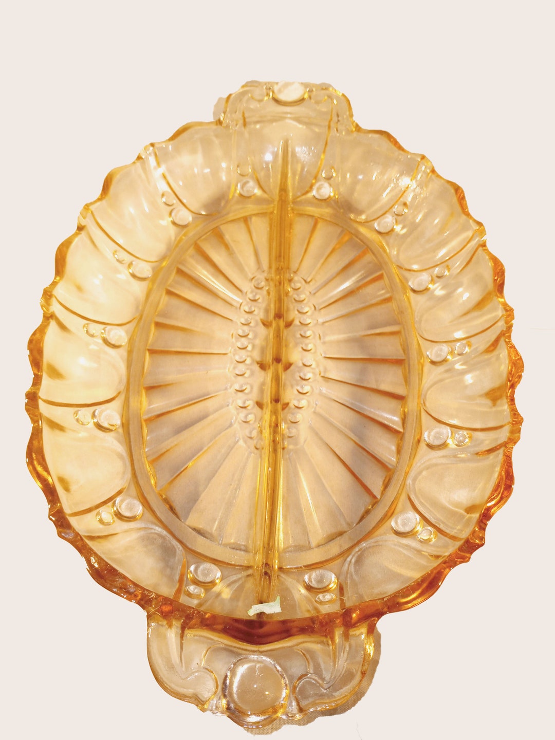 Pink Oyster and Pearl Depression Glass Divided Relish Dish 12 Anchor