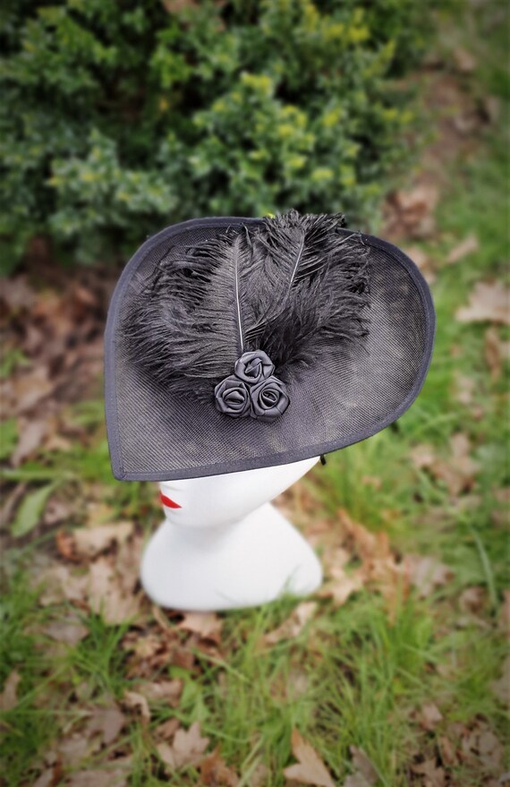 Black Leather Fascinator Hat Unique 