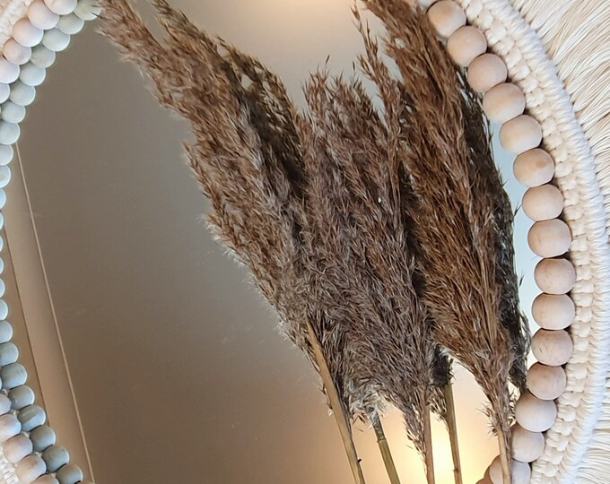 Boho Macrame Mirror - Nursery Room Decor - Wooden Beads Wall Hanging Mirror - Ecru Bohemian Home ...