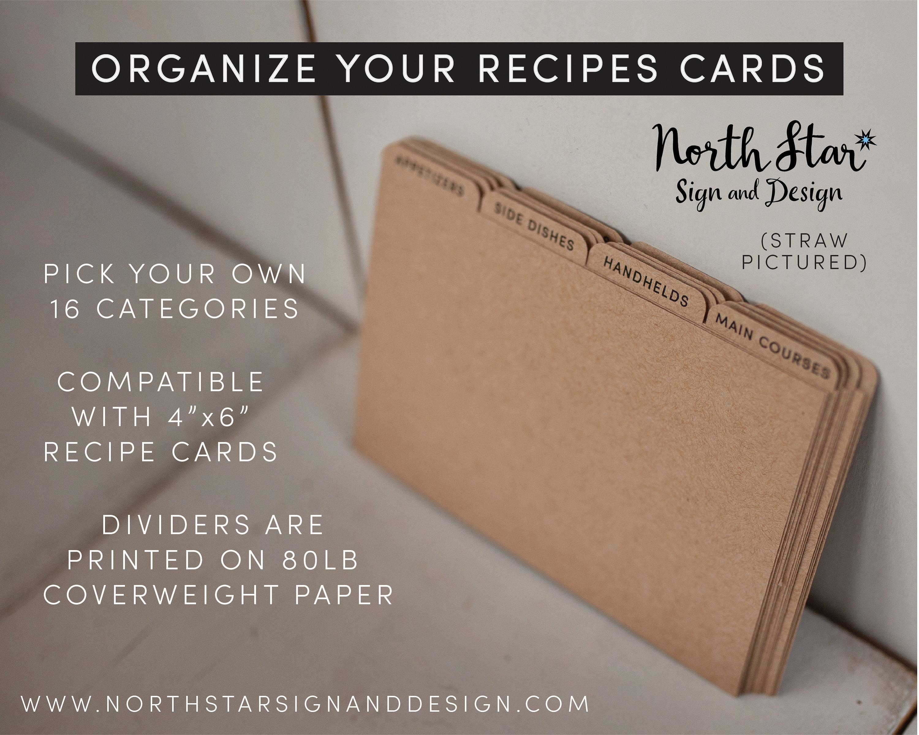 Recipe Card Box Dividers Quantity 16 Recipe organization Etsy