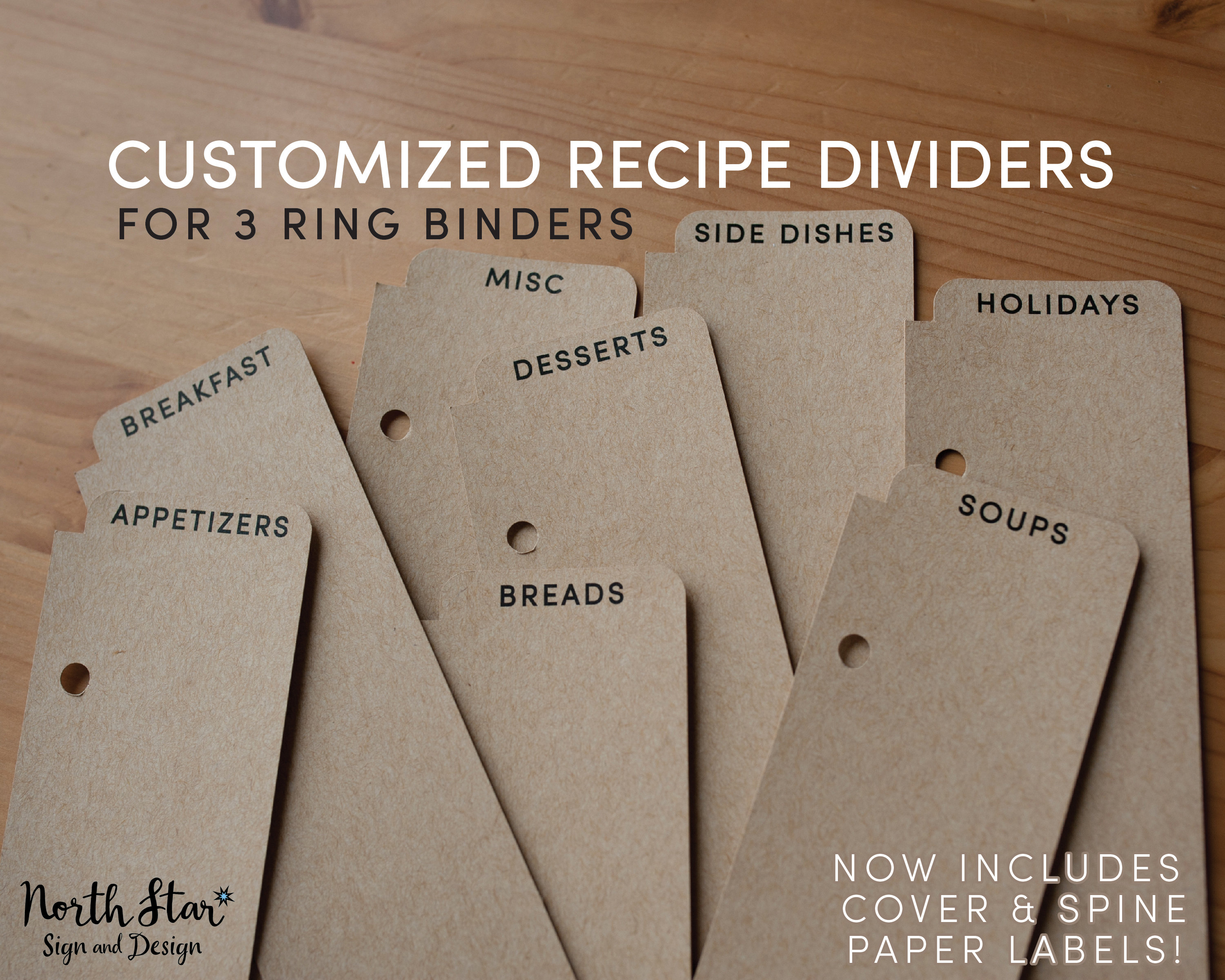 Recipe Binder Dividers Recipe divider tabs 16 printed tab | Etsy