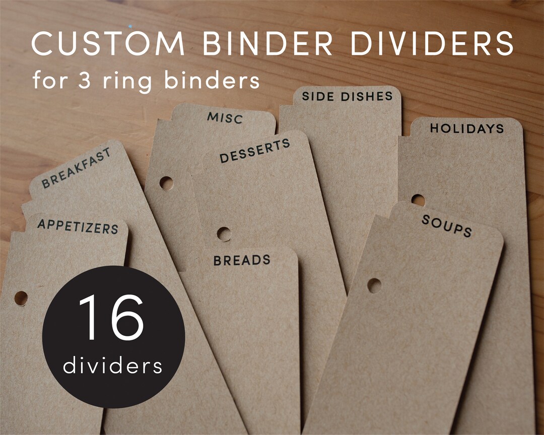 16 Recipe Binder Dividers Organization 3 Ring Binder Etsy