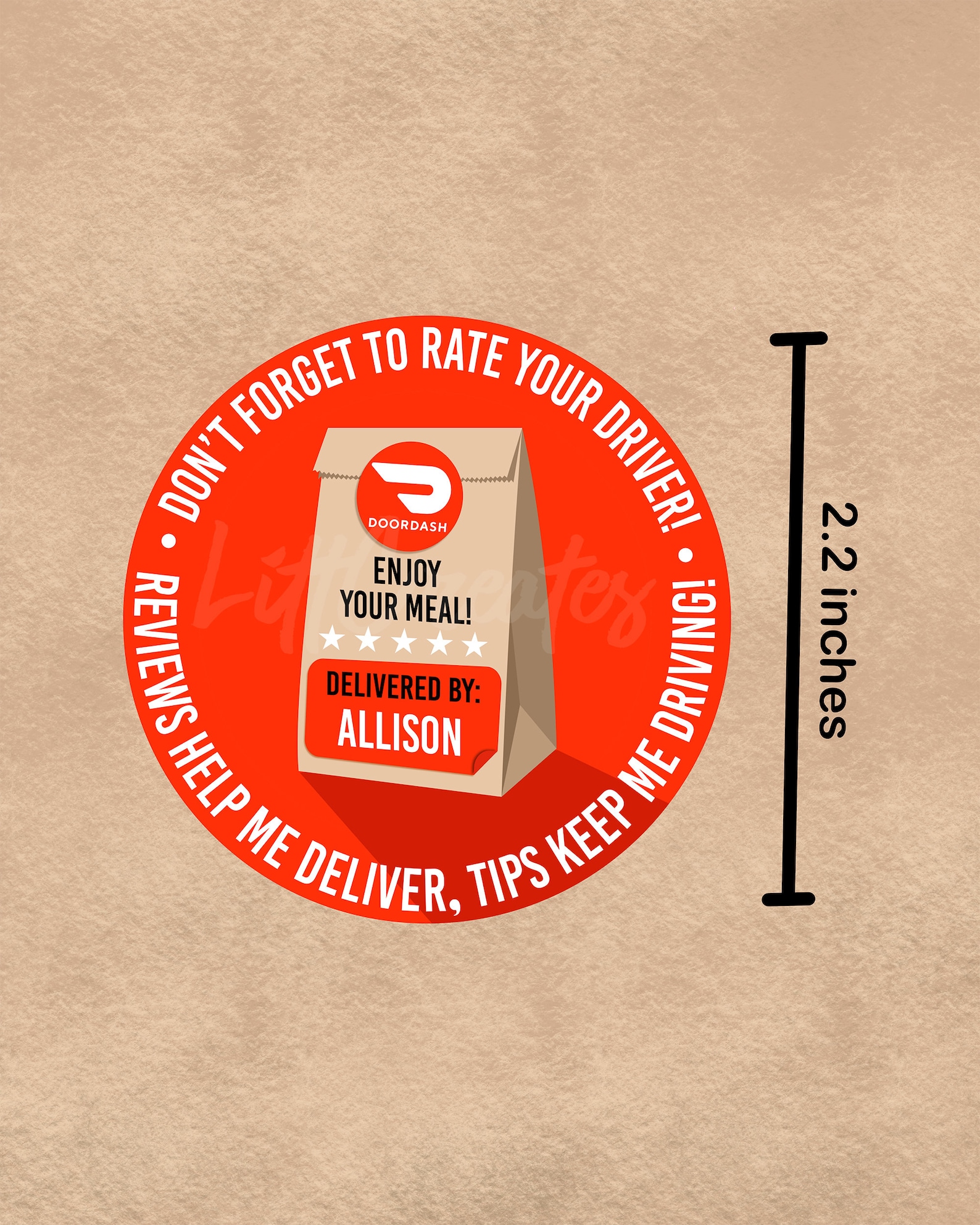 Personalized DoorDash Delivery Bag Sticker 12 Stickers Etsy