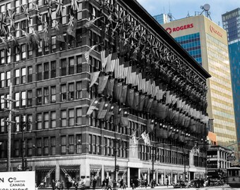 Decorations on the Eaton's Store | Winnipeg 1945 | Then/Now Photography