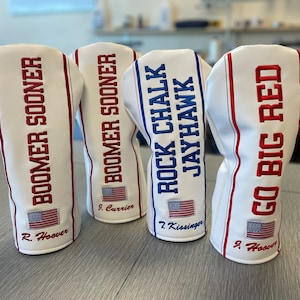 US Flag Team Head Cover, Text Only Head Covers for your School Team with US Flag, Faux Leather ~ www.thebirdieworkshop.com