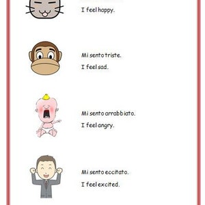 Feelings Chart Italian Children&#39;s Resource