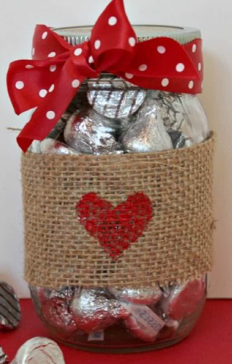 3 Valentines hugs and kisses jars