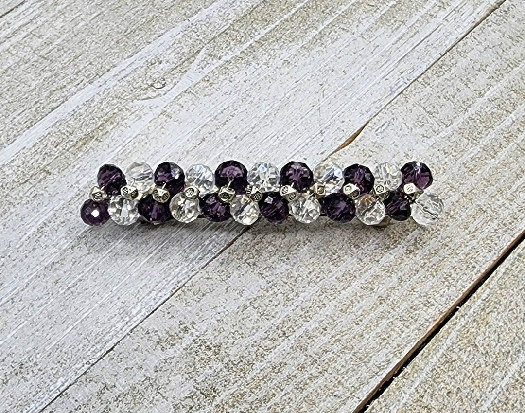 Purple Barrette Purple Hair Clip Purple and Clear Barrette Purple and