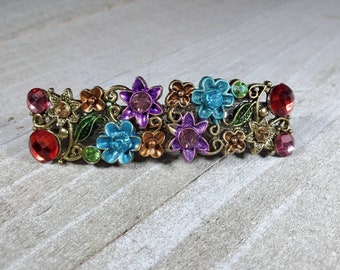 Barrette fleurie colorée | à cheveux fleurs colorées | Barrette fleurie multicolore | Accessoire pour cheveux de mariée à fleurs colorées