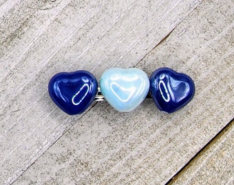 Blue Heart Barrette | Blue Heart Hair Clip | Blue Heart Hair Accessory | Light Blue Heart Barrette | Dark Blue Heart Hair Clip