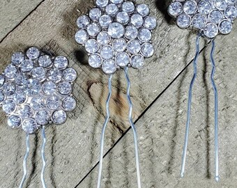 Swarovski Crystal Hair Pins | Swarovski Crystal Hair Accessory | Silver and Swarovski Crystal Hair Pins | Silver and Crystal Hair Accessory