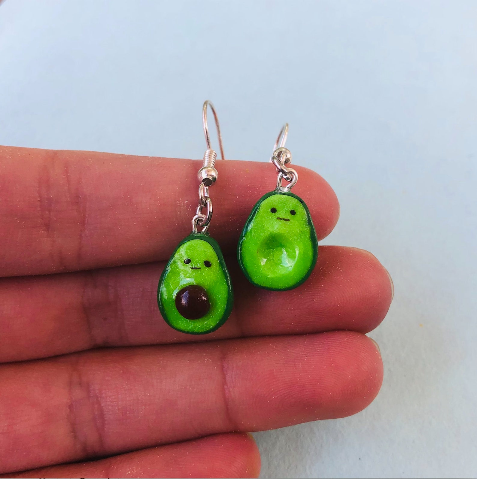 Handmade Polymer Clay Avocado Earrings Etsy UK