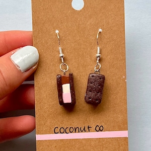 Handmade Polymer Clay Neapolitan Ice Cream Sandwich Earrings