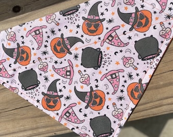 Pumpkin Dog Bandana/Sunglasses pumpkin with witches hats/over collar bandana/Tie On Bandana/LIMITED Supply