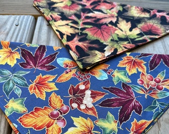 Fall Leaves Dog Bandana/Fall Pet Bandana with Matching Hair Scrunchie/Over the collar or Tie ON bandana/Dog/Cat/Pet/Bandana/