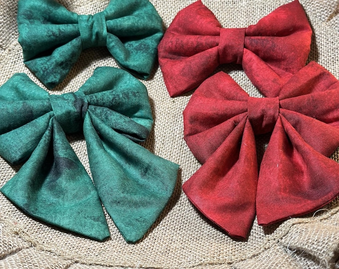 Featured listing image: Christmas Dog Bow, Sailor Bows, Red Bow, Green Bow, Slide on Collar Bows and Sailor Bows, Dog Bows, Traditional Christmas Bow for dog