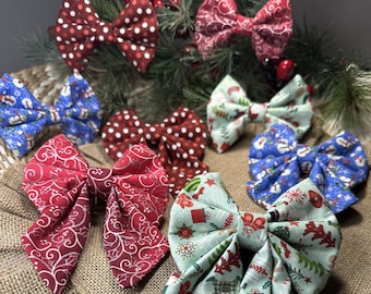 Christmas Dog Bows, Sailor Bow, Slide on the Collar Bows, Holiday Bow, Dog, Cat, Pet Bows,