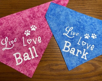 Dog Bandana/Fun Dog Bandana/Live, Love Bark Bandana/Live Love Ball Bandana/Pet Bandana