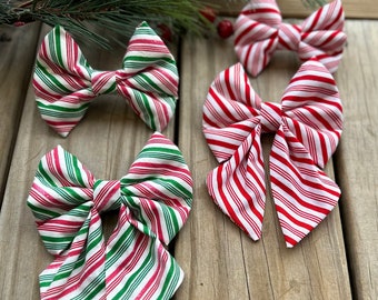 Christmas Dog Bow, Sailor Bows, Candy Stripe Bows, Slide on Collar Bows and Sailor Bows, Dog Bows, Christmas Candy Bows