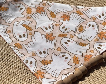Ghost Dog Bandana/Reversible Dog Bandana/HalloweeGhosts and Plaid/Fall Bandana/Pet/Cat/Bandana/Plaid Scrunchie