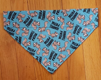 Dog Bandana/Squirrel Patrol Dog Bandana/Tie On Dog Bandana/Over Collar Dog Bandana/