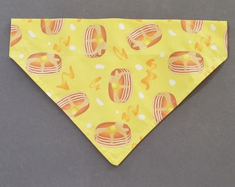 Pancakes Dog Bandana/Pet Bandana/ Cat Bandana/Fun Pancakes on Yellow Background Dog Bandana/Over Collar Bandana/Tie On Bandana/Dog gift