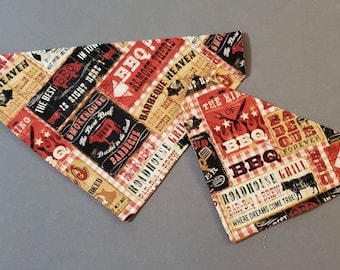 BBQ Fun Dog Bandana/Over the collar dog bandana/Tie On dog bandana/Summer BBQ Dog bandana/