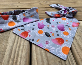 Ghosts, Owls Dog Bandana with Matching Hair Scrunchie or Headband and Face Mask/Pet Bandana/Over Collar or Tie ON Bandana/Matching Sets/