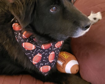 Football Dog Bandana/Football bandana with Matching Hair Scrunchie and Face Mask for owner/Over collar or Tie On Bandana/Pet or Cat Bandana