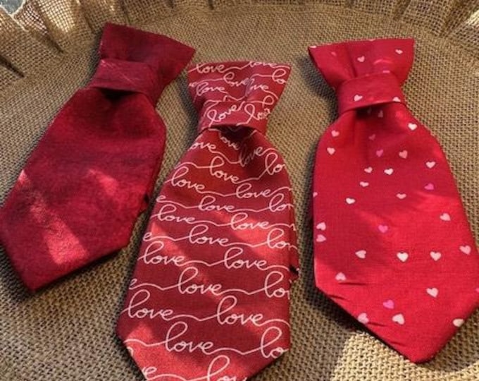 Featured listing image: Valentine's Ties for Dogs/Tie for dog/ Valentine Hearts, Love and Red Ties/ Tie slides on pets collar