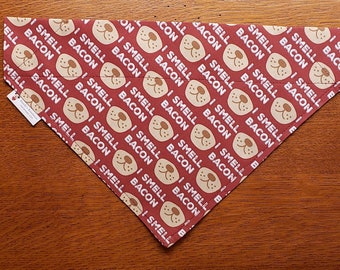 Bacon Bandana/Dog Bandana/I Smell Bacon Dog Bandana/Over Collar bandana/Tie On Bandana/Dog Gift/Bacon Lover Dog Owner gift
