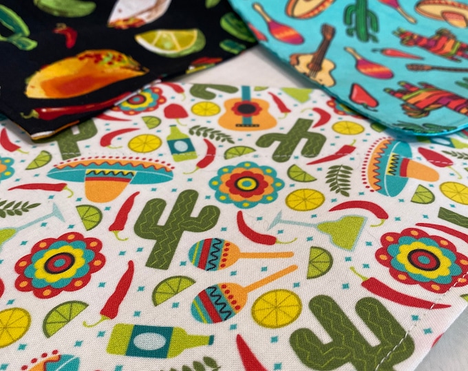 Featured listing image: Cinoc De Mayo Dog Bandana and Bow Ties/Over Collar or Tie On Bandana/Taco Tuesday Bandanas/Cactus Bandana/Pet Bandana/