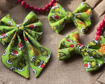 Christmas Dog Bow, Sailor Bows, Fun Christmas Bow , Slide on Collar Bows and Sailor Bows, Dog Bows, Christmas