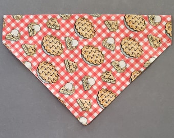 Apple Pie Dog Bandana/Picnic Dog Bandana/Pet Bandana/Cat Bandana/Fun Bandana/Red Plaid Bandana/Over Collar Bandana/Tie on bandana/dog gift