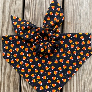 Candy Corn Dog Bandana/Pet Bandana/Fall Bandana with matching Face Mask and Hair Scrunchie/Candy Corn matching set/dog bandana/bandana