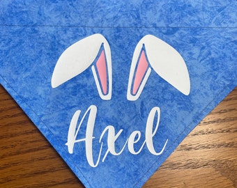 Easter Dog Bandana/Bunny Ears Dog Bandana/Personalized Bandana/Over Collar or Tie ON bandana/Cat/Pet Bandana