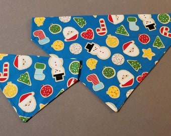 Christmas Dog Bandana/ Christmas Cookie Dog Bandana with Matching Face Mask and Hair Scrunchie/Over the Collar or Tie On Bandana/