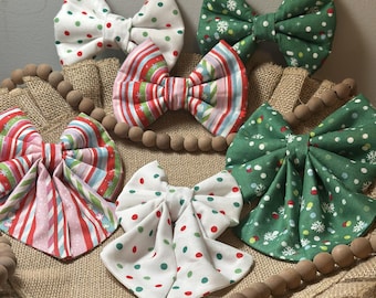 Christmas Dog Bow, Sailor Bows, Bow Tie, Dog Tie, Polka Dot Dog Bows, Slide on Collar with elastic, Dog Bows, Christmas Stripe, Tie