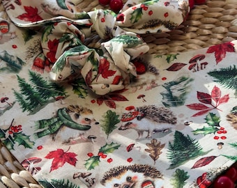 Christmas Dog Bandana/Hedgehog Christmas bandana/hedgehog/cute hedgehog bandana/Dog, Cat, Pet Bandana/Matching Hair Scrunchie