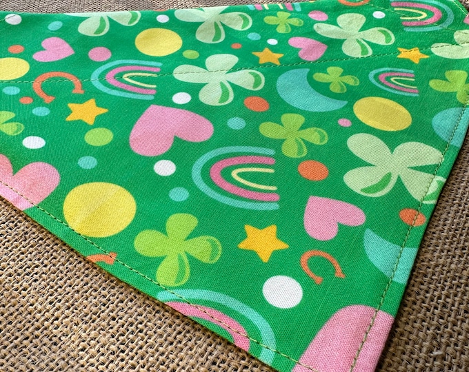 Featured listing image: Lucky Dog Bandana/Lucky Charm Pet Bandana/St Patrick's Day Bandana/ Bandana/Over the Collar or Tie ON Bandana