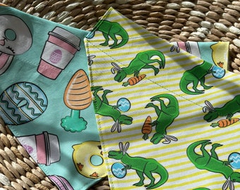 Easter Dog Bandana/Easter Dinosaur Dog Bandana/Easter Donut Bandana/Over the Collar or Tie On Bandana/Pet/Cat/Reversible bandana