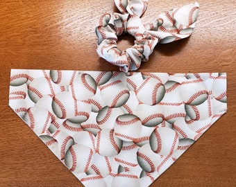 Baseball Dog Bandana/Pet Bandana/Tie On Bandana/Over the Collar/slide on/Baseball/cat bandana/
