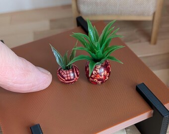 1:12th Scale Dollhouse Miniature. Two Green Pineapple Bead Plants.