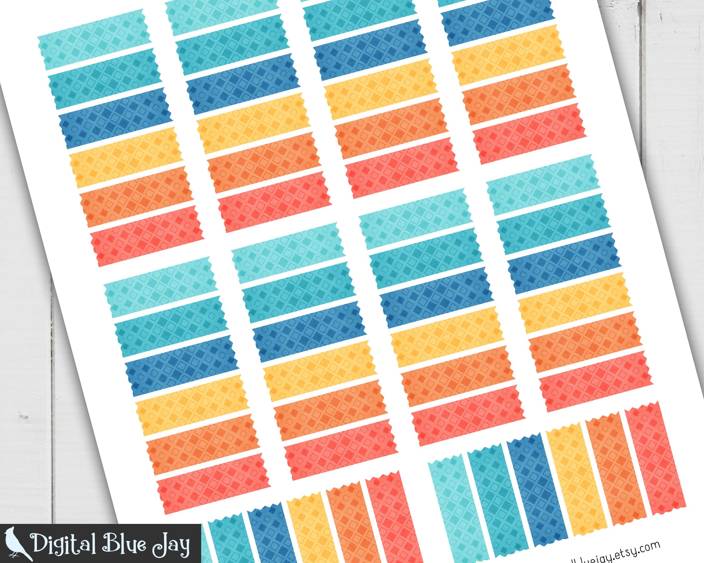Washi Tape Stickers, Printable Planner Stickers, Silhouette Cut Files ...