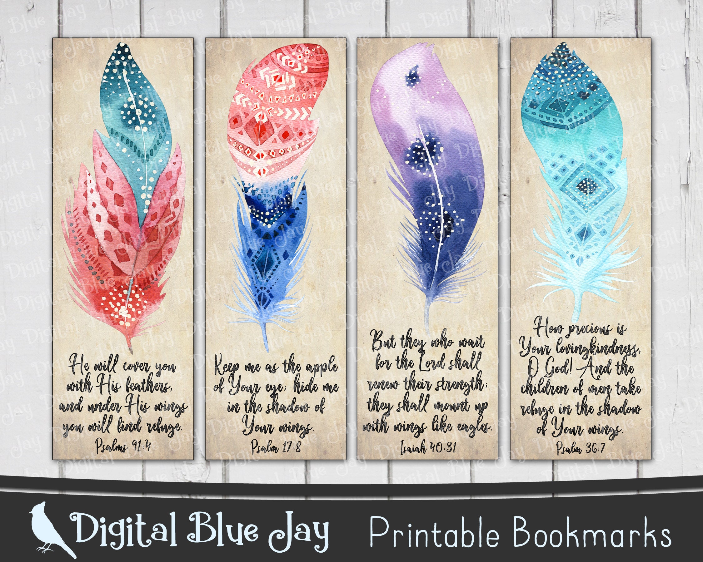 printable bookmarks watercolor feather bible verse bookmarks etsy