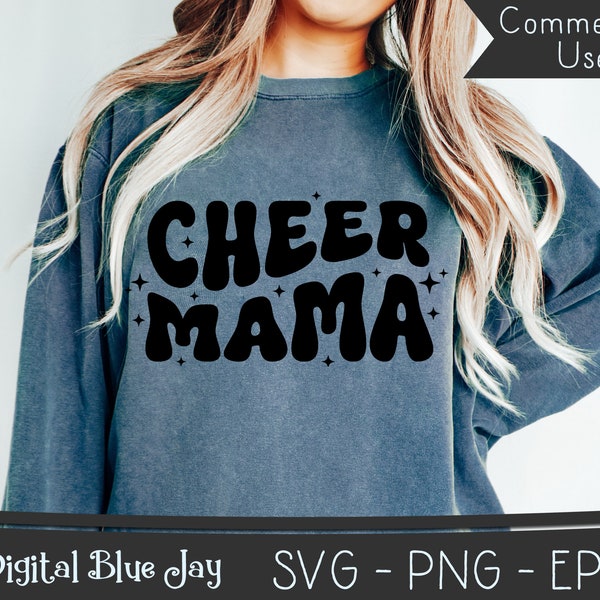 Cheer Mama SVG, Cut File, PNG Design, Cheerleader Shirt Sublimation Graphic, Proud Sports Mom, Silhouette Cutting Machine, Commercial Use