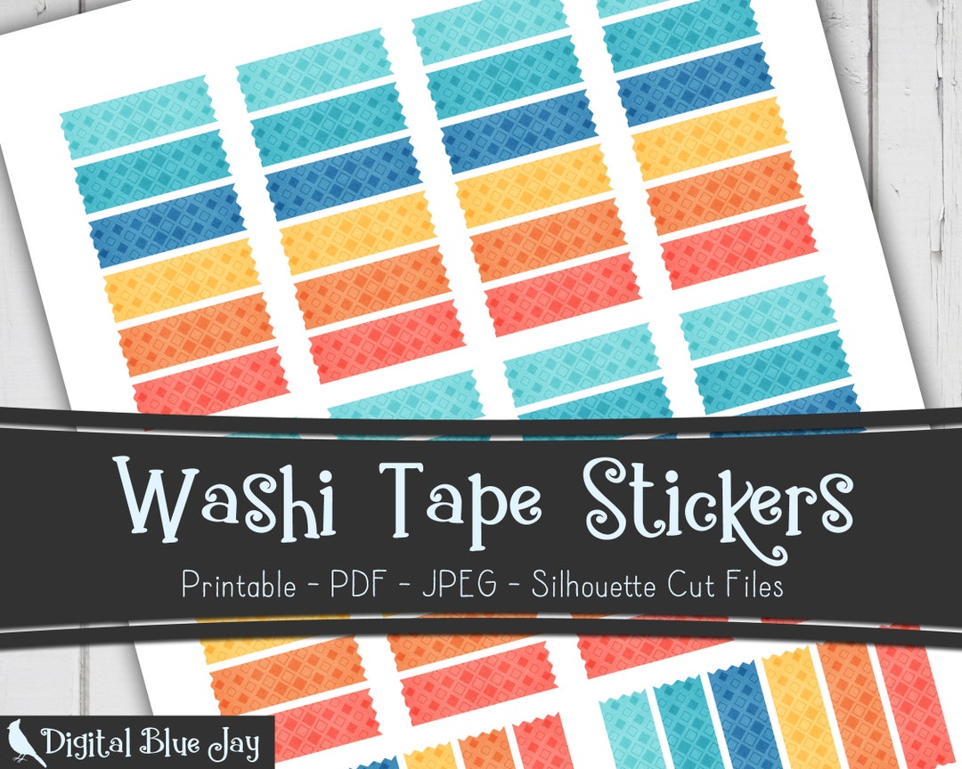 Washi Tape Stickers, Printable Planner Stickers, Silhouette Cut Files ...