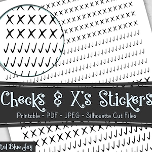 Check Marks Printable Planner Stickers, Silhouette Cut Files, Planner Printables, Functional Planner Stickers