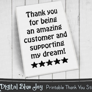 Printable Thank You Small Business Shipping Label, 5 Stars, 4x6 Shipping Label Sticker, Dymo 4XL, Rollo, Download