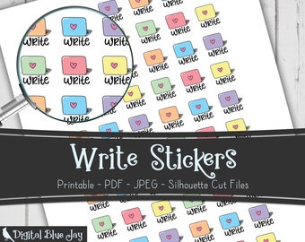 Write Writer Printable Planner Stickers, Writing Write Author Novel Planning, Cut Files, Functional Stickers